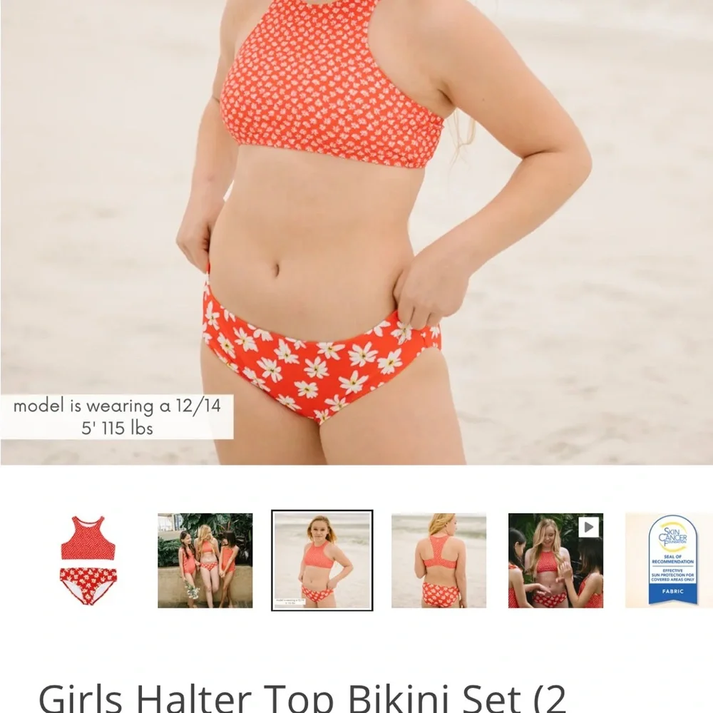 Daisy Delight Red Kids Bikini Set - Picture 2 of 2
